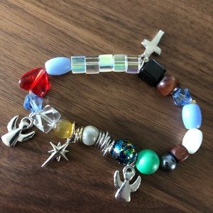 Nativity Christmas story elastic charm bracelet